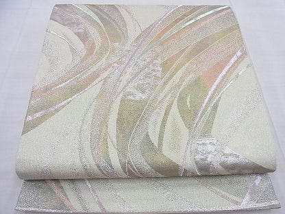 平和屋着物◎六通柄袋帯 流水文 銀糸 逸品 BAAF4533ea