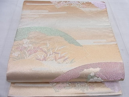 平和屋着物◎六通柄袋帯 唐織 地紙花文 金銀糸 逸品 BAAF7626ea