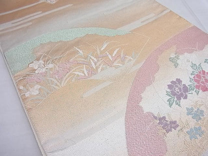 平和屋着物◎六通柄袋帯 唐織 地紙花文 金銀糸 逸品 BAAF7626ea
