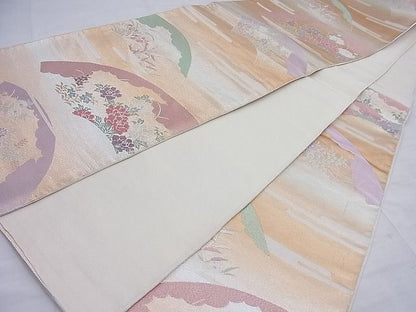 平和屋着物◎六通柄袋帯 唐織 地紙花文 金銀糸 逸品 BAAF7626ea