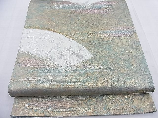 平和屋着物◎六通柄袋帯 地紙文 銀糸 逸品 BAAF4541ea