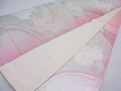 平和屋着物◎六通柄袋帯 唐織 草花文 銀糸 逸品 BAAF7647ea