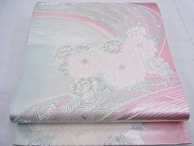平和屋着物◎六通柄袋帯 唐織 草花文 銀糸 逸品 BAAF7647ea