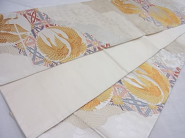 平和屋着物◎六通柄袋帯 唐織 飛鶴花文 金銀糸 逸品 BAAF7649ea