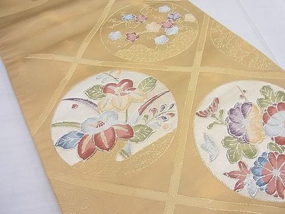 平和屋着物◎太鼓柄袋帯 唐織 花丸文 逸品 BAAF7659ea