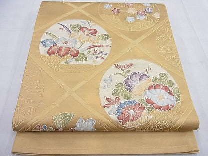 平和屋着物◎太鼓柄袋帯 唐織 花丸文 逸品 BAAF7659ea
