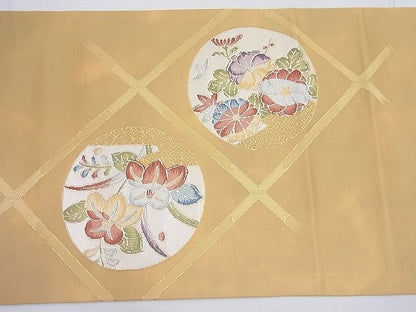 平和屋着物◎太鼓柄袋帯 唐織 花丸文 逸品 BAAF7659ea