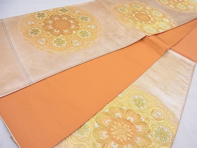平和屋着物◎六通柄袋帯 唐織 正倉院花文 金糸 逸品 BAAF4589ea