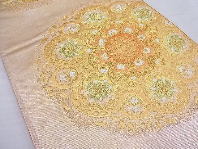 平和屋着物◎六通柄袋帯 唐織 正倉院花文 金糸 逸品 BAAF4589ea