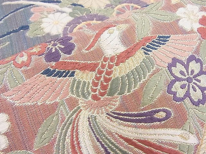 平和屋着物■六通柄袋帯 唐織 鳳凰花文 金糸 逸品 BAAF4490ea