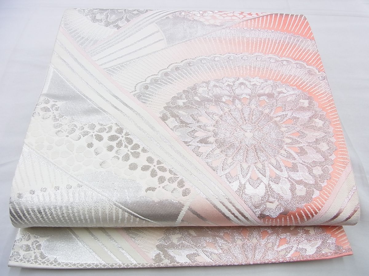 平和屋着物◎六通柄袋帯 唐織 正倉院花文 銀糸 逸品 BAAF5310th