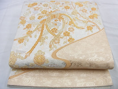 平和屋着物◎太鼓柄袋帯 鳳凰花文 金銀糸 逸品 BAAF5328th