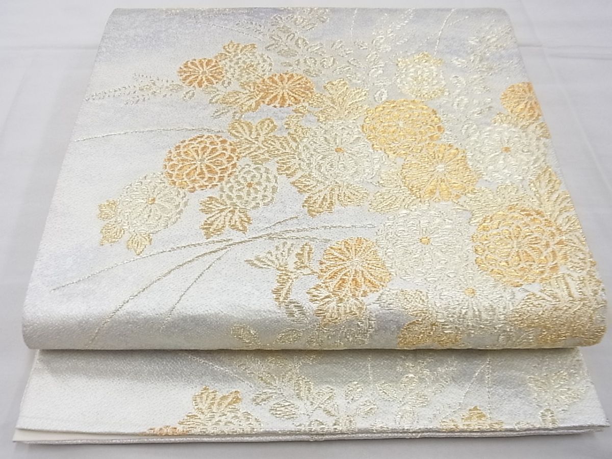 平和屋着物◎六通柄袋帯 草花文 金糸 逸品 BAAF5342th