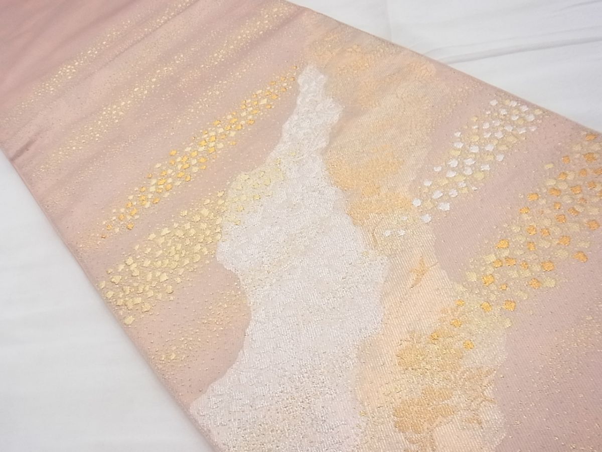 平和屋着物◎太鼓柄袋帯 花鳥唐草文 金銀糸 逸品 BAAF5344th