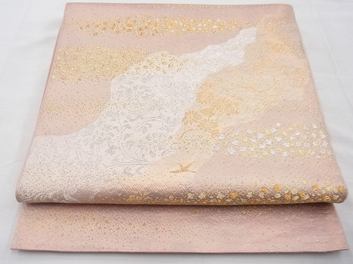 平和屋着物◎太鼓柄袋帯 花鳥唐草文 金銀糸 逸品 BAAF5344th
