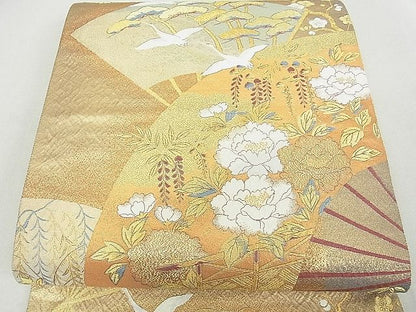 平和屋着物■六通柄袋帯 琳派蒔絵桧扇 金糸 逸品 DAAF3013sf