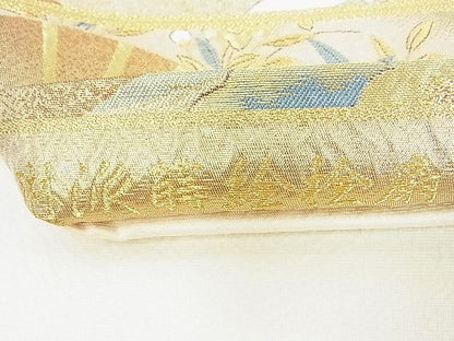 平和屋着物■六通柄袋帯 琳派蒔絵桧扇 金糸 逸品 DAAF3013sf