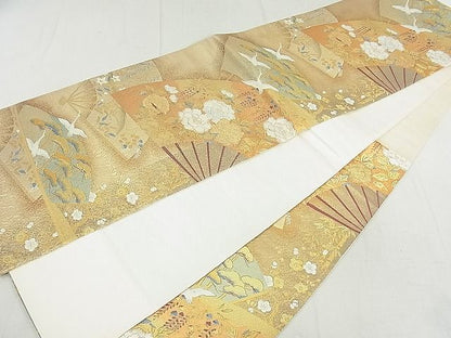 平和屋着物■六通柄袋帯 琳派蒔絵桧扇 金糸 逸品 DAAF3013sf