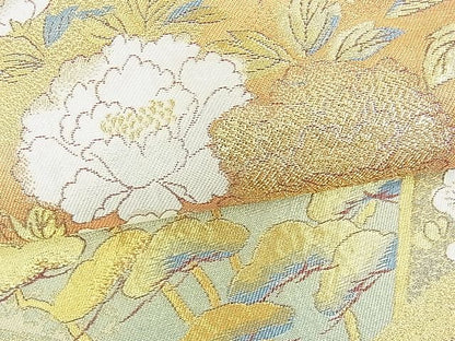 平和屋着物■六通柄袋帯 琳派蒔絵桧扇 金糸 逸品 DAAF3013sf