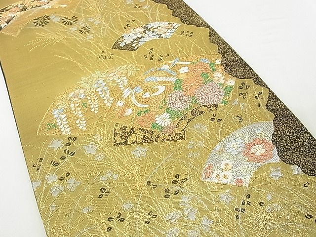 平和屋着物□六通柄袋帯 王朝琳派 地紙鳳凰花文 金糸