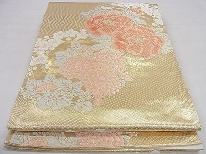 平和屋着物◎六通柄袋帯 草花文 金糸 逸品 CAAD8927ou