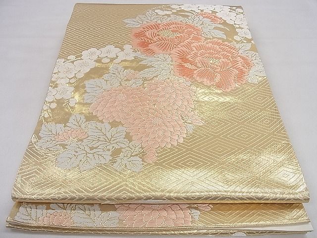 平和屋着物◎六通柄袋帯 草花文 金糸 逸品 CAAD8927ou
