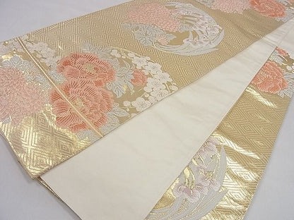 平和屋着物◎六通柄袋帯 草花文 金糸 逸品 CAAD8927ou