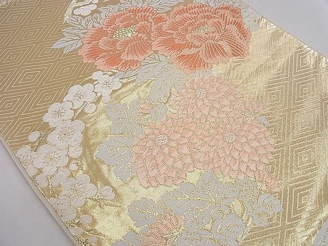 平和屋着物◎六通柄袋帯 草花文 金糸 逸品 CAAD8927ou