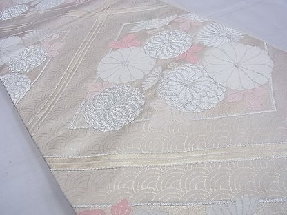 平和屋着物◎六通柄袋帯 唐織 綾にしき 花菱文様 金銀糸 逸品 BAAF4201xa