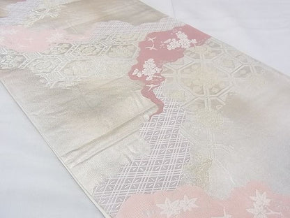 平和屋着物◎六通柄袋帯 京錦 道長花文 金銀糸 逸品 BAAF4228xa