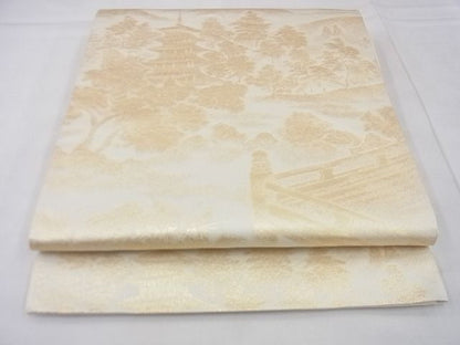 平和屋着物◎六通柄袋帯 御室の塔 金糸 逸品 BAAF4247xa