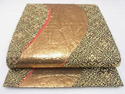 平和屋着物◎六通柄袋帯 草花文 金糸 逸品 BAAF4246xa