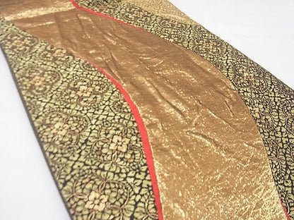 平和屋着物◎六通柄袋帯 草花文 金糸 逸品 BAAF4246xa