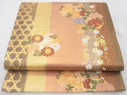 平和屋着物◎六通柄袋帯 唐織 花丸文 金糸 逸品 BAAF7435wk