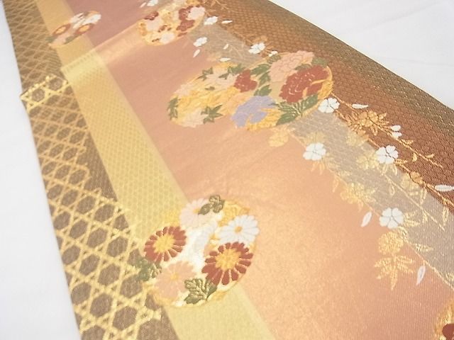 平和屋着物◎六通柄袋帯 唐織 花丸文 金糸 逸品 BAAF7435wk