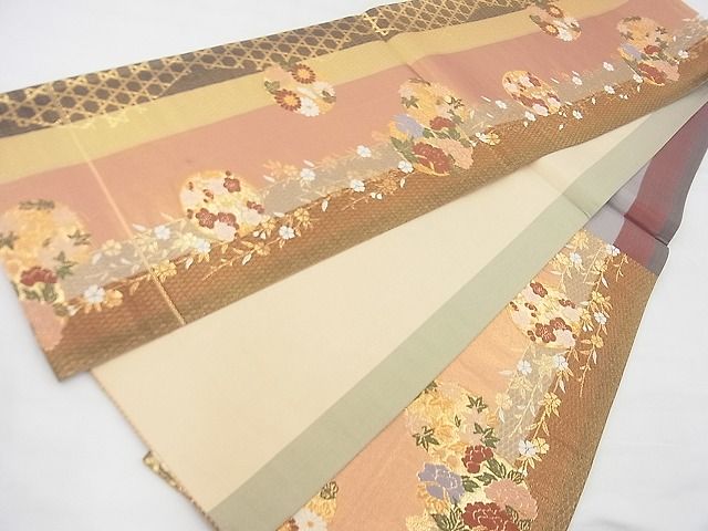 平和屋着物◎六通柄袋帯 唐織 花丸文 金糸 逸品 BAAF7435wk