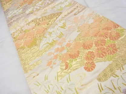 平和屋着物◎西陣 六通柄袋帯 唐織 エ霞吉祥花文 金糸 逸品 BAAF7449wk