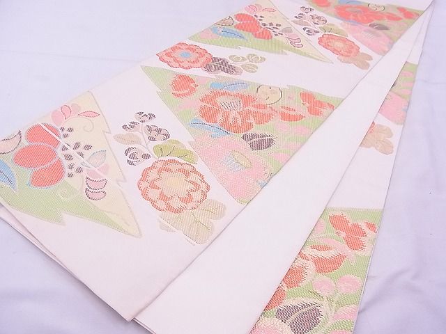 平和屋着物◎六通柄 本袋帯 松皮菱花文 金糸 逸品 BAAF4287xa