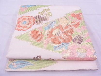 平和屋着物◎六通柄 本袋帯 松皮菱花文 金糸 逸品 BAAF4287xa