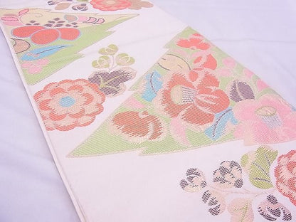 平和屋着物◎六通柄 本袋帯 松皮菱花文 金糸 逸品 BAAF4287xa