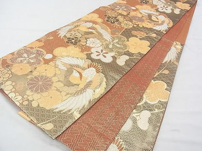 平和屋着物◎佐賀錦 六通柄袋帯 花鳥丸文 金銀糸 逸品 BAAF4291xa