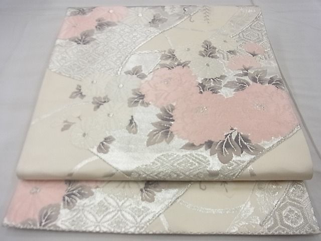 平和屋着物◎六通柄袋帯 唐織 吉祥花絵巻 銀糸 逸品 BAAF7469wk