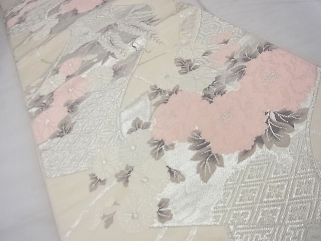 平和屋着物◎六通柄袋帯 唐織 吉祥花絵巻 銀糸 逸品 BAAF7469wk