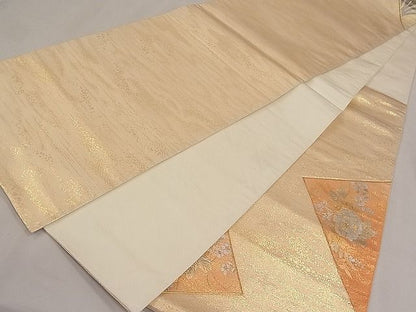 平和屋着物◎太鼓柄袋帯 駒刺繍 草花文 金銀彩 逸品 CAAE3936ku