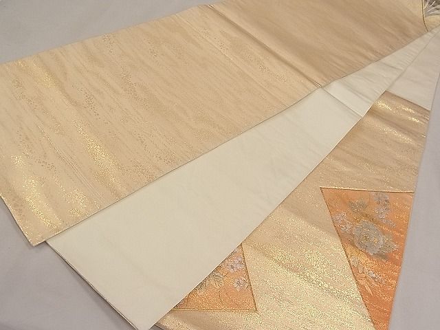 平和屋着物◎太鼓柄袋帯 駒刺繍 草花文 金銀彩 逸品 CAAE3936ku