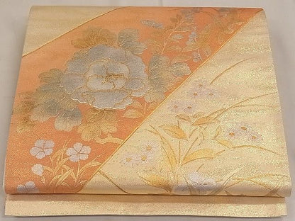 平和屋着物◎太鼓柄袋帯 駒刺繍 草花文 金銀彩 逸品 CAAE3936ku