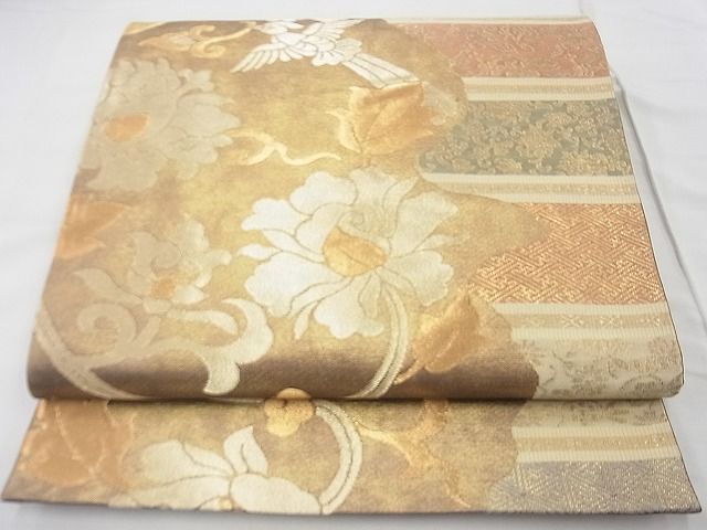 平和屋着物◎六通柄袋帯 名物裂花唐草文 金糸 逸品 BAAF7475wk