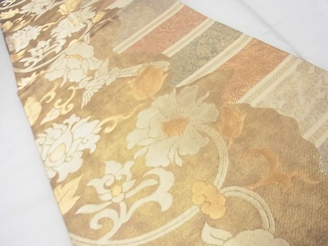 平和屋着物◎六通柄袋帯 名物裂花唐草文 金糸 逸品 BAAF7475wk