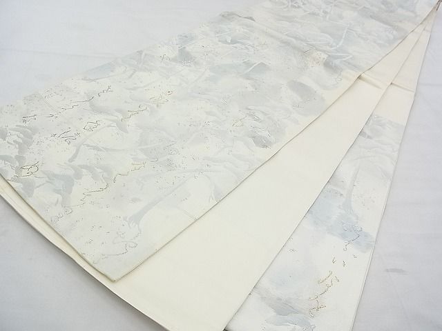 平和屋着物◎六通柄袋帯 松 短歌 逸品 BAAF4306xa