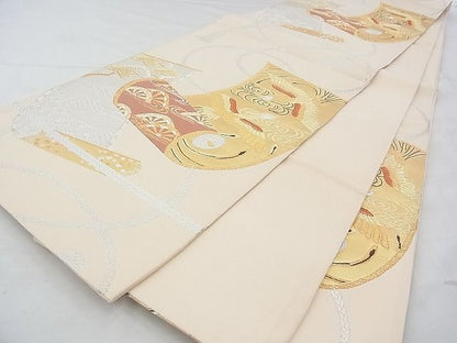 平和屋着物◎六通柄袋帯 唐織 飛鳥絵巻文 金銀糸 逸品 BAAF4311xa